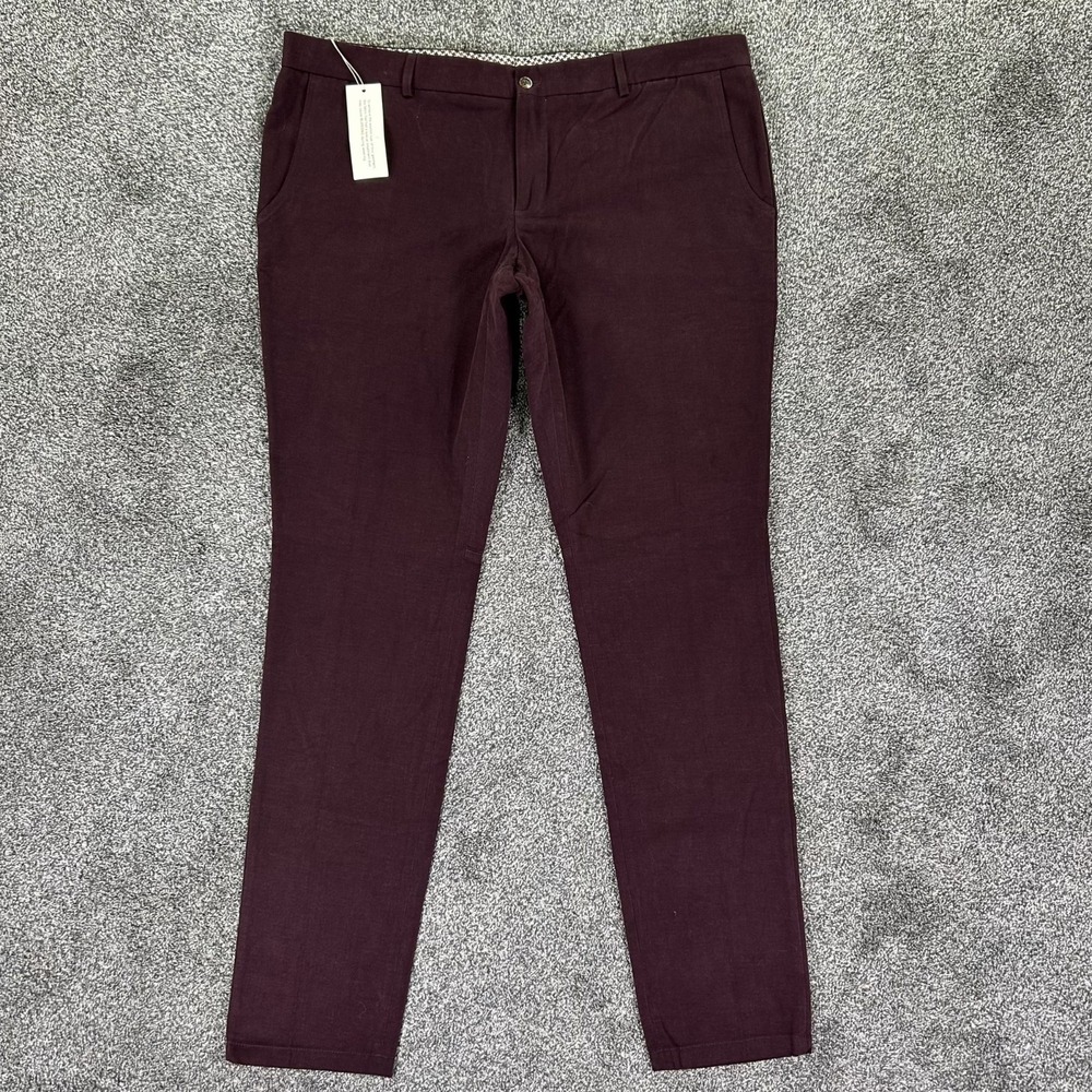 NEW Suitsupply Maroon Slim Fit Cotton Chinos Mens 44 Fits 42x36 Casual Work READ